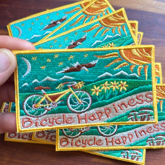 Bicycle Happiness patch SUNDAY RIDE artwork-sew on iron on supports education! - Picture 2 of 6